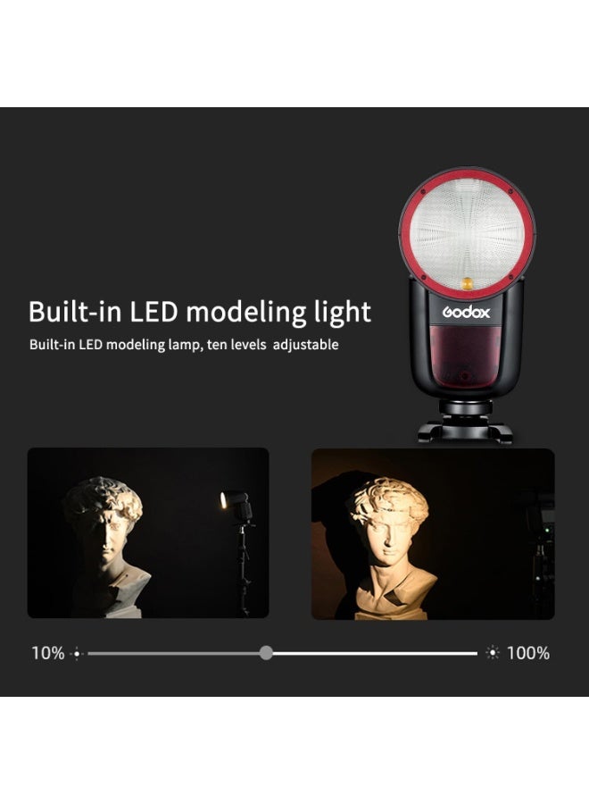 جودوكس فلاش جودوكس V1 S للكاميرات سوني بقوة 76 واط ثانية فلاش لاسلكي TTL برأس دائري مع مزامنة عالية السرعة وبطارية قابلة لإعادة الشحن - Image 5